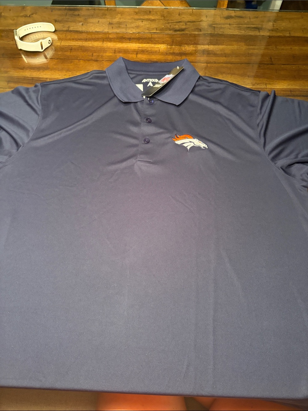 NFL Navy Polo with Broncos Embroidered Logo